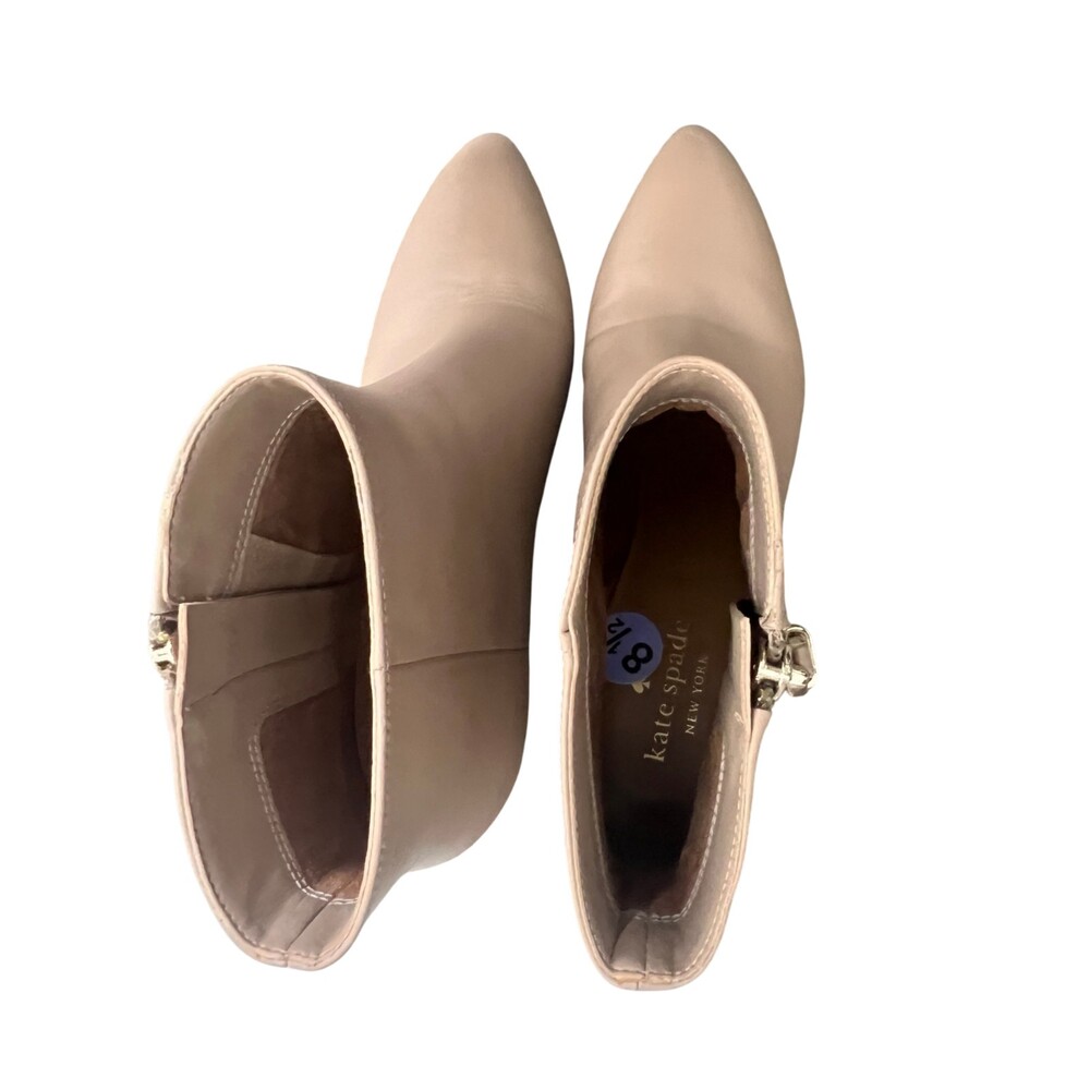 Kate Spade New York Alessia Leather Side Zip Ankle Bootie Size 8.5 Nude Beige - Picture 2 of 14